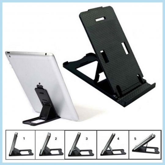 Mobil- og tabletholder - Bord - Justerbar, Sort